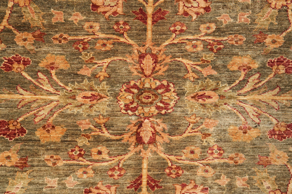 8.4 x 9.4 New Soltanabad Chobi Peshawar Rug Green Brown Carpet #F-4330