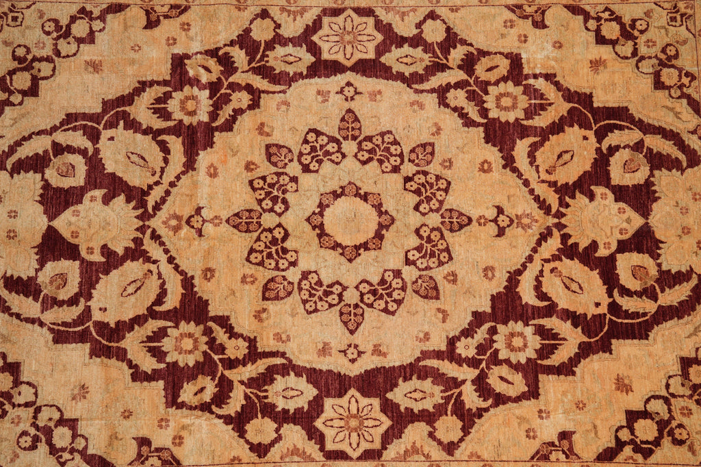 9 x 11.6 Natural Quality Handmade Zigler Rug Burgundy Gold #PIX-5160