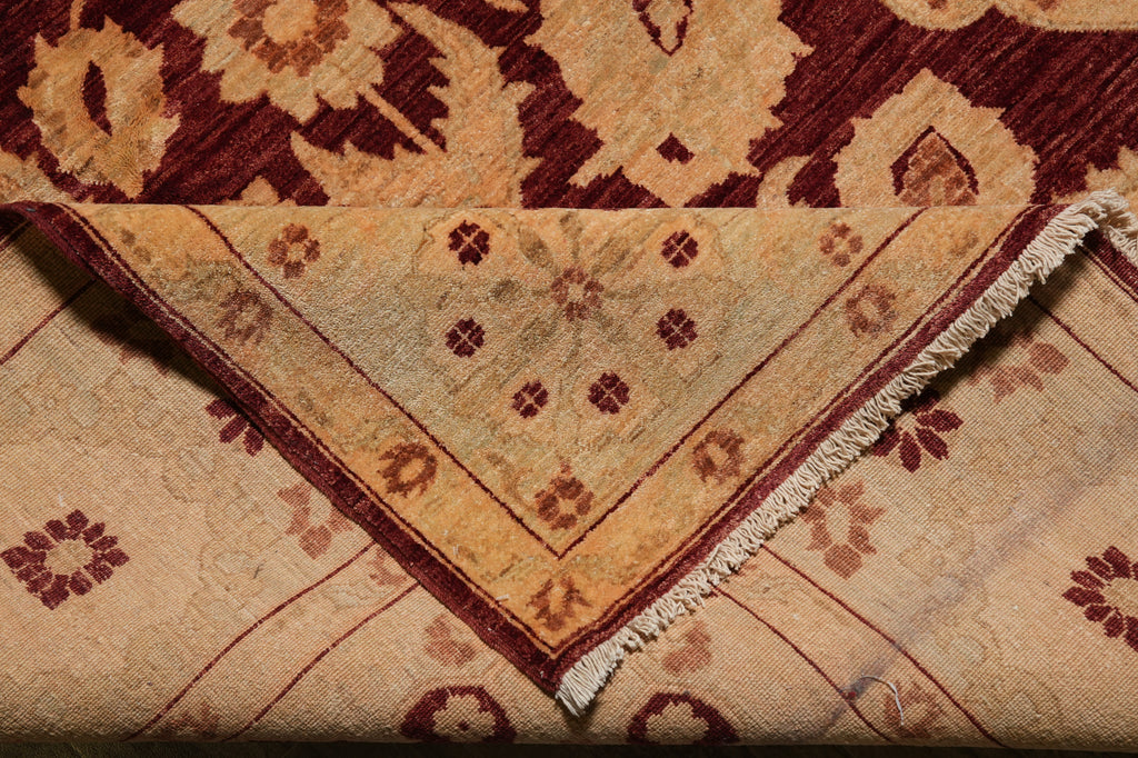 9 x 11.6 Natural Quality Handmade Zigler Rug Burgundy Gold #PIX-5160