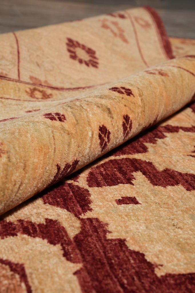 9 x 11.6 Natural Quality Handmade Zigler Rug Burgundy Gold #PIX-5160