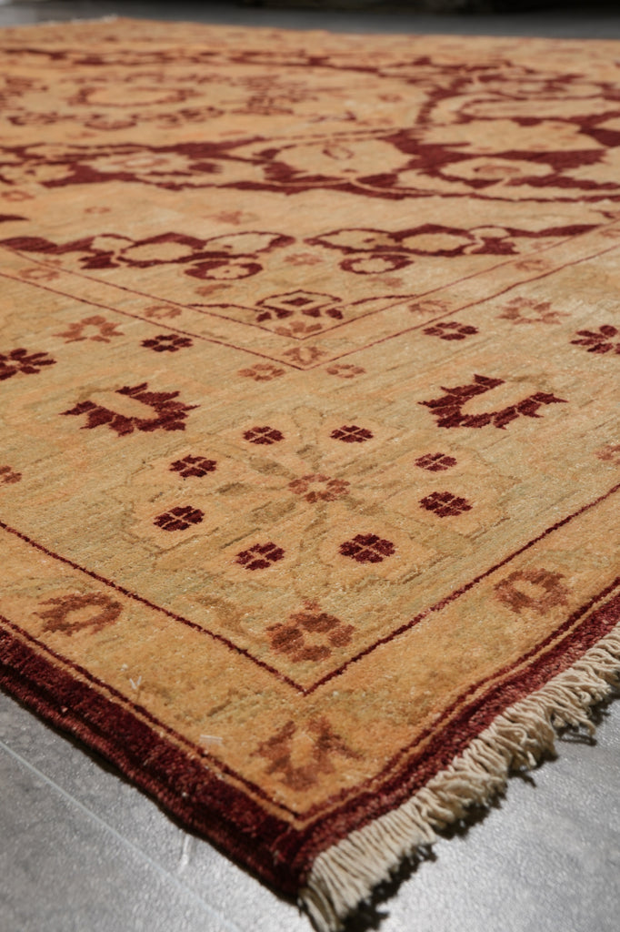 9 x 11.6 Natural Quality Handmade Zigler Rug Burgundy Gold #PIX-5160
