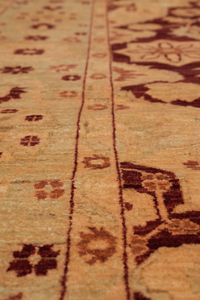 9 x 11.6 Natural Quality Handmade Zigler Rug Burgundy Gold #PIX-5160