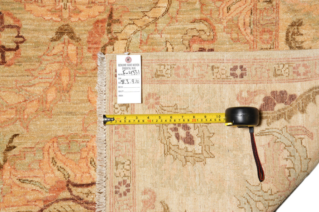 8.3 x 10 High Natural Quality Chobi Peshawar Rug Green #F-4331