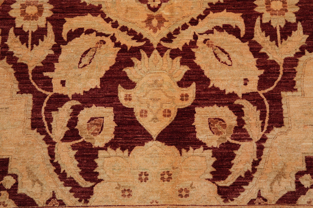 9 x 11.6 Natural Quality Handmade Zigler Rug Burgundy Gold #PIX-5160