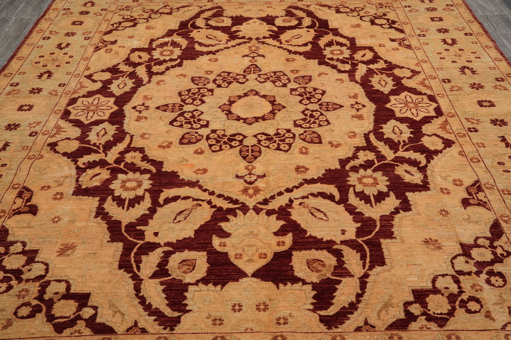 9 x 11.6 Natural Quality Handmade Zigler Rug Burgundy Gold #PIX-5160