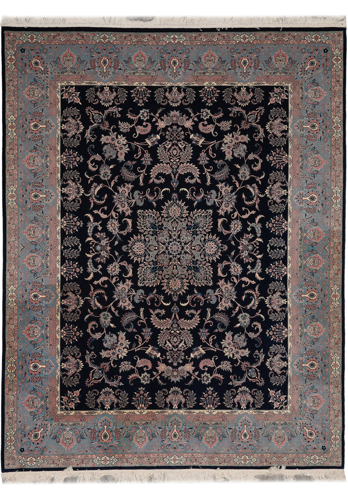 7.9 x 9.9 Beautiful Quality Hand-Knotted Area Rug Black Blue
