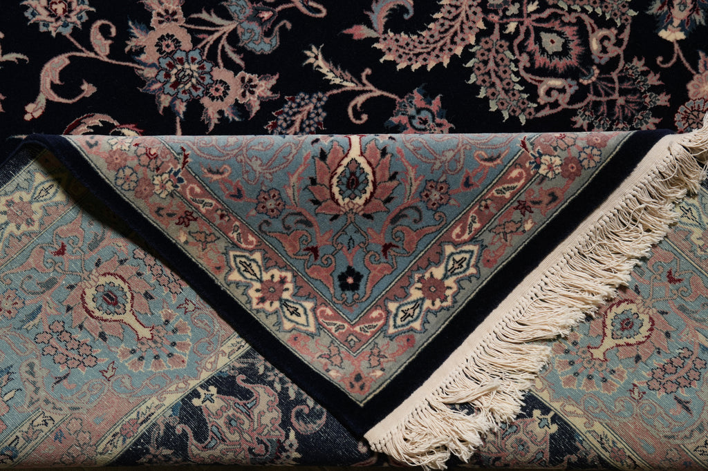 7.9 x 9.9 Beautiful Quality Hand-Knotted Area Rug Black Blue #PIX-18607