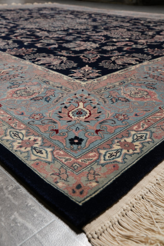 7.9 x 9.9 Beautiful Quality Hand-Knotted Area Rug Black Blue #PIX-18607