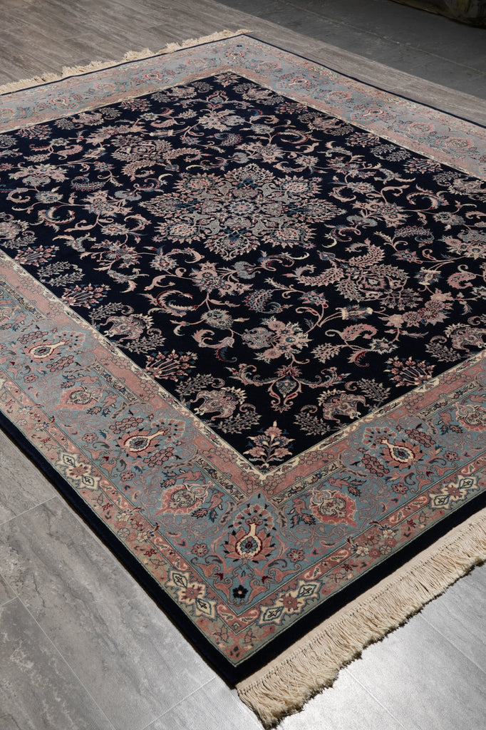 7.9 x 9.9 Beautiful Quality Hand-Knotted Area Rug Black Blue #PIX-18607