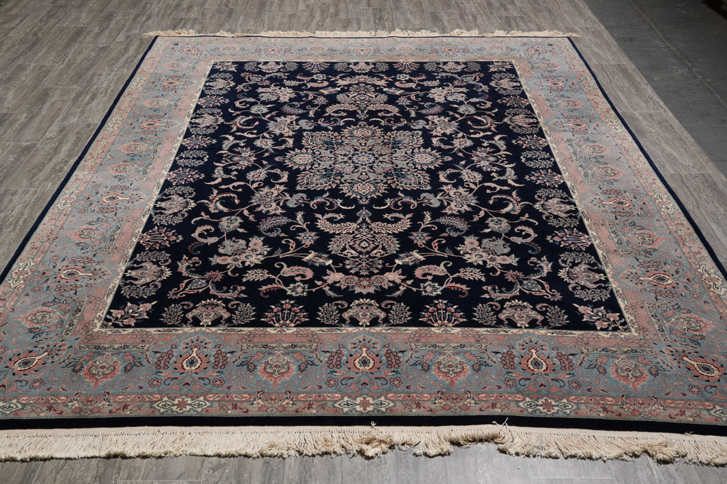 7.9 x 9.9 Beautiful Quality Hand-Knotted Area Rug Black Blue #PIX-18607