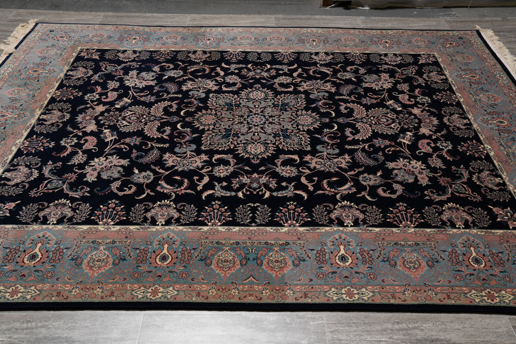 7.9 x 9.9 Beautiful Quality Hand-Knotted Area Rug Black Blue #PIX-18607