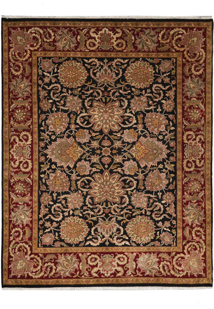 8 x 10 Quality Jaipur Rug Black Burgundy Dense Lustrous Wool Clearance Sale
