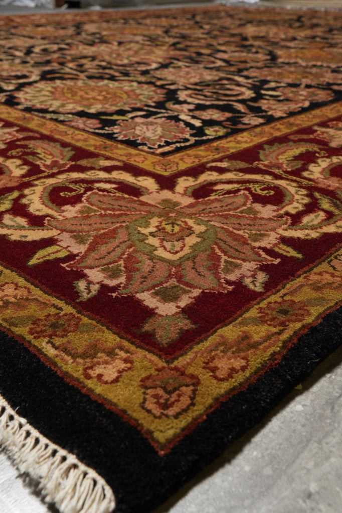 8 x 10 Quality Jaipur Rug Black Burgundy Dense Lustrous Wool Clearance Sale #LA-52932