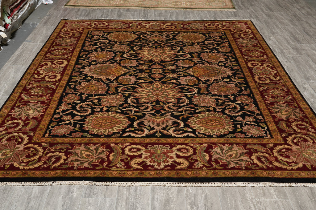 8 x 10 Quality Jaipur Rug Black Burgundy Dense Lustrous Wool Clearance Sale #LA-52932