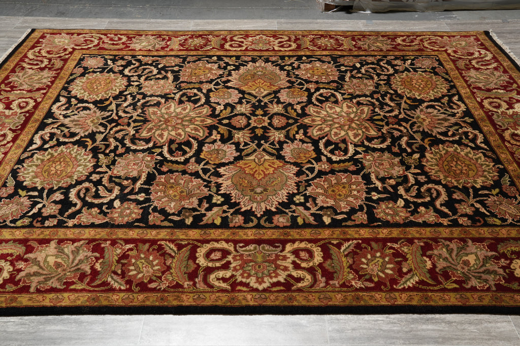 8 x 10 Quality Jaipur Rug Black Burgundy Dense Lustrous Wool Clearance Sale #LA-52932