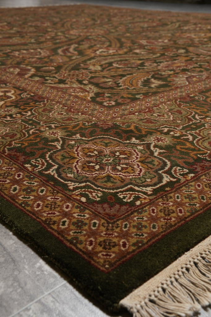 8 x 10 Dark Green Jaipur Hand-Knotted Area Rug #PIX-9844