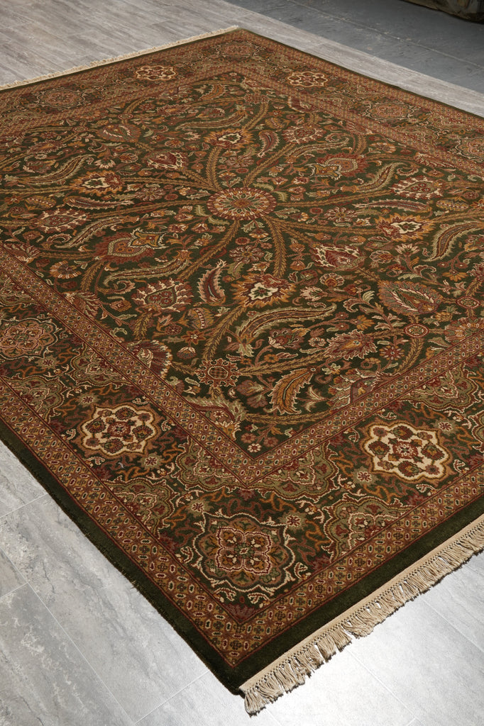 8 x 10 Dark Green Jaipur Hand-Knotted Area Rug #PIX-9844