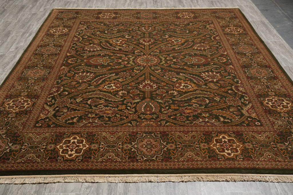 8 x 10 Dark Green Jaipur Hand-Knotted Area Rug #PIX-9844