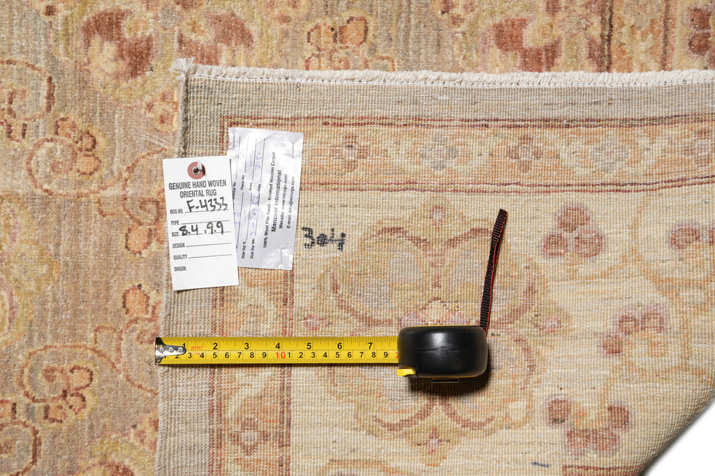 8.4 x 9.9 Neutral New Chobi Peshawar Rug Natural Wool #F-4333