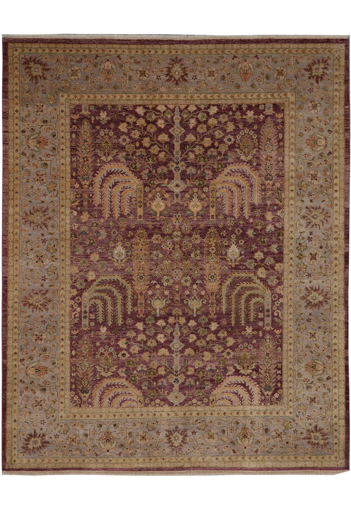 8 x 10 Natural Wool Hand-Knotted Agra Rug Vegetable Dyed
