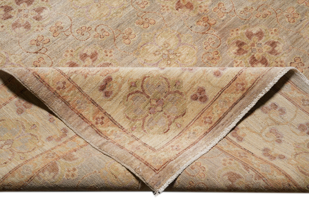 8.4 x 9.9 Neutral New Chobi Peshawar Rug Natural Wool #F-4333