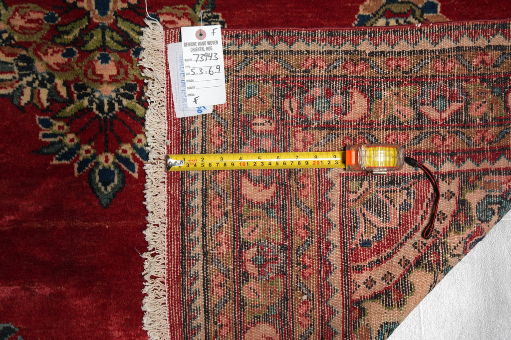 5.3 x 6.9 Red Semi Antique Persian Sarouk Rug #B-73943