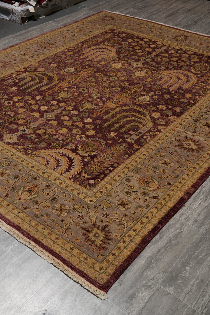 8 x 10 Natural Wool Hand-Knotted Agra Rug Vegetable Dyed #PIX-14199