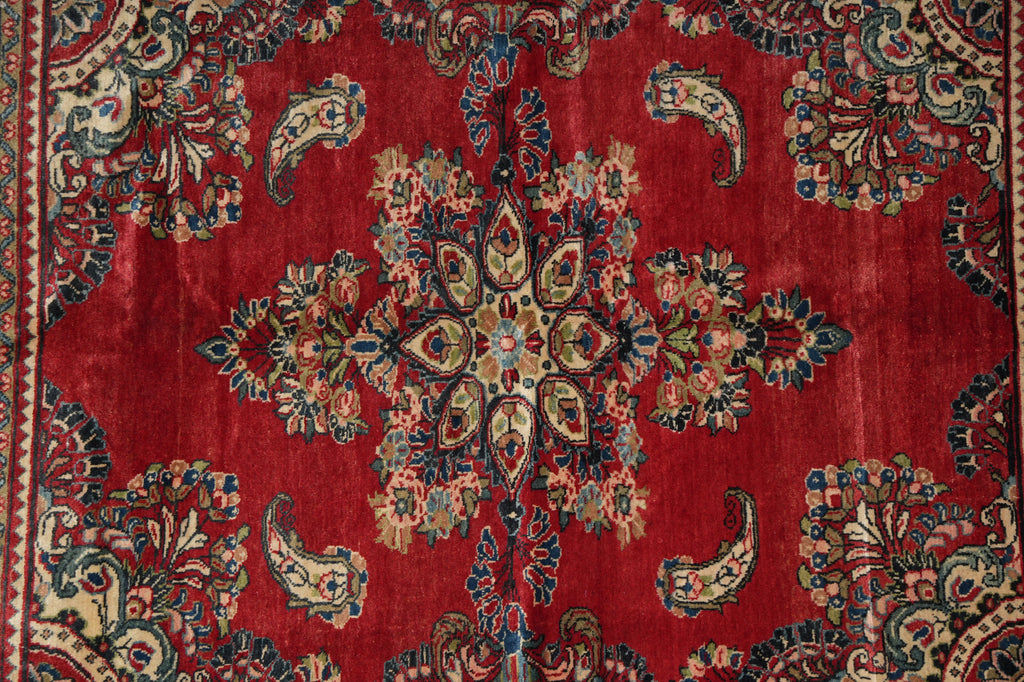 5.3 x 6.9 Red Semi Antique Persian Sarouk Rug #B-73943