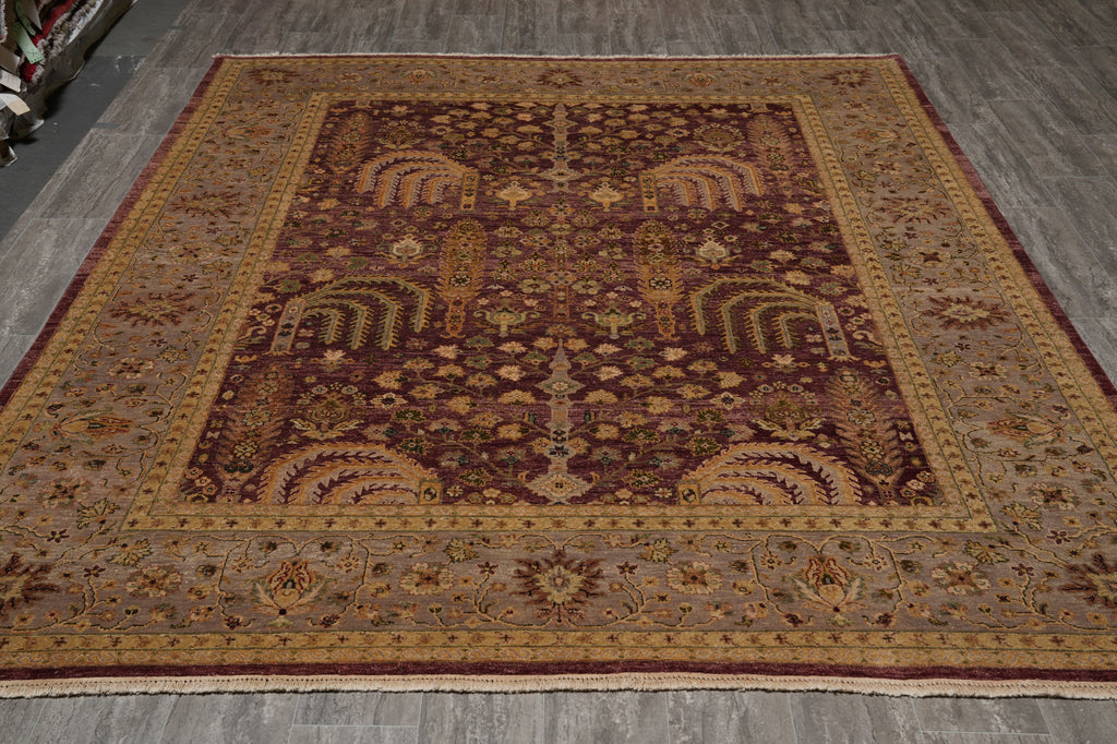 8 x 10 Natural Wool Hand-Knotted Agra Rug Vegetable Dyed #PIX-14199