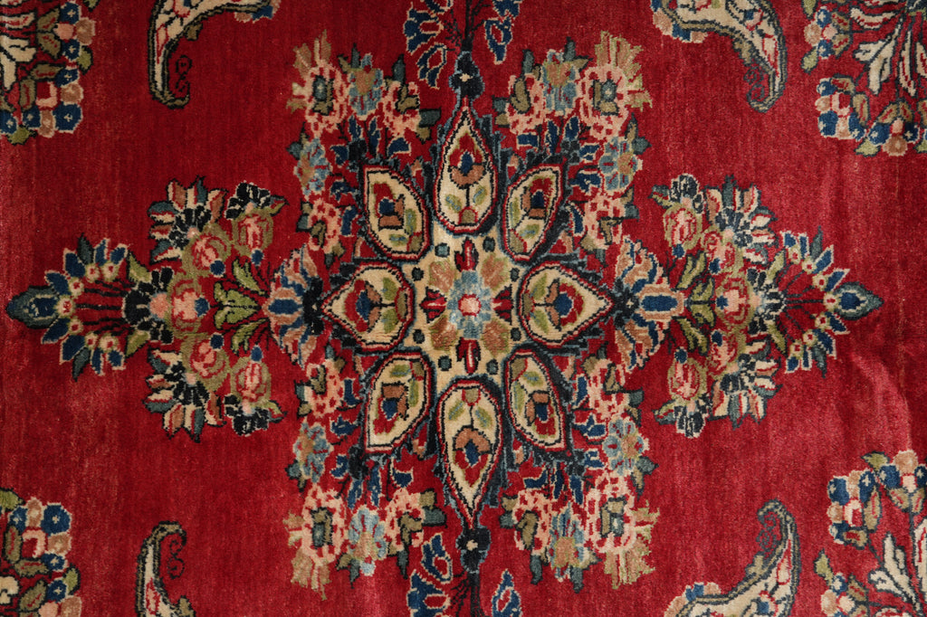 5.3 x 6.9 Red Semi Antique Persian Sarouk Rug #B-73943