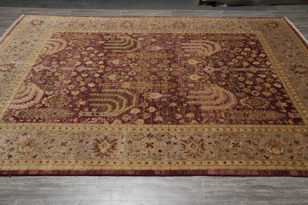 8 x 10 Natural Wool Hand-Knotted Agra Rug Vegetable Dyed #PIX-14199