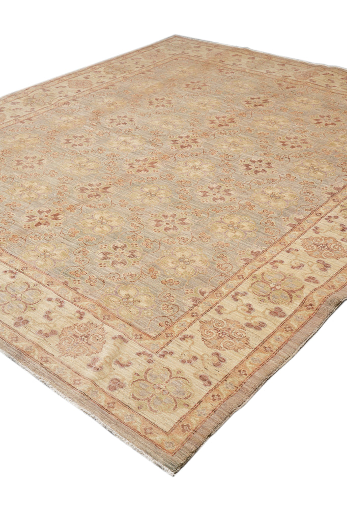 8.4 x 9.9 Neutral New Chobi Peshawar Rug Natural Wool #F-4333