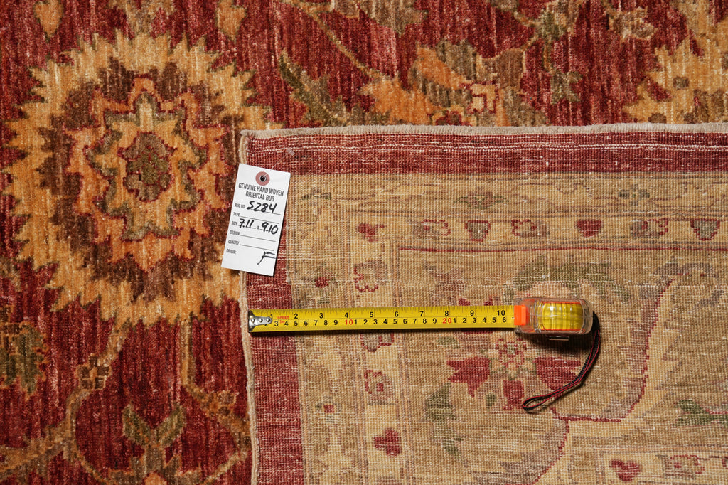 8 x 10 Warm Color Burgundy Gold Quality Hand-Knotted Jaipur Rug #F-5284