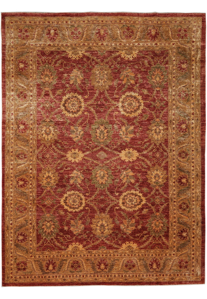8 x 10 Warm Color Burgundy Gold Quality Hand-Knotted Jaipur Rug