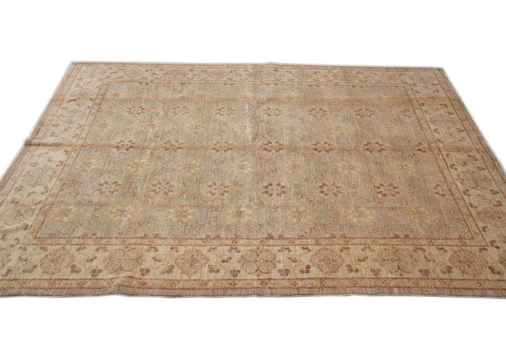 8.4 x 9.9 Neutral New Chobi Peshawar Rug Natural Wool #F-4333