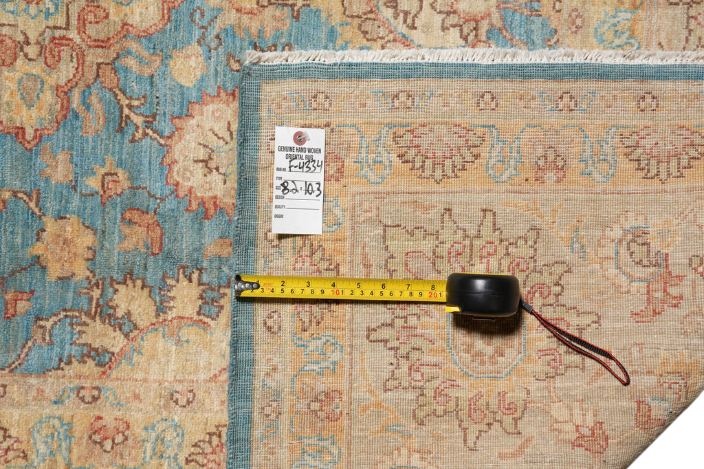 8.2 x 10.3 Blue Zigler Choibi Peshawar Rug Hand-Knotted In Pakistan #F-4334