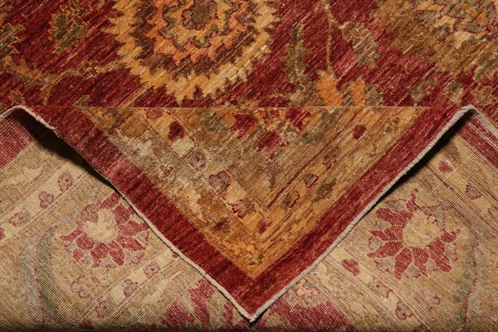 8 x 10 Warm Color Burgundy Gold Quality Hand-Knotted Jaipur Rug #F-5284