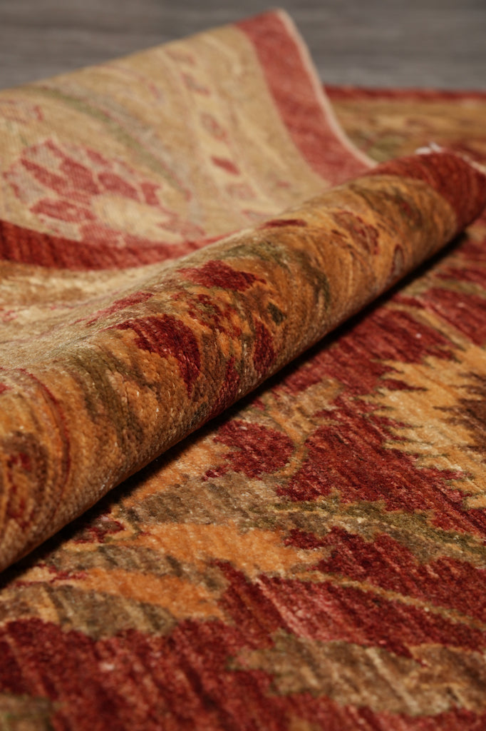 8 x 10 Warm Color Burgundy Gold Quality Hand-Knotted Jaipur Rug #F-5284