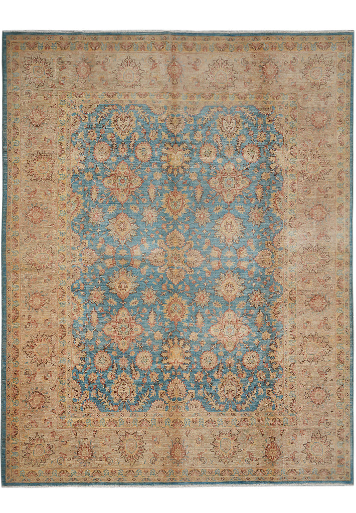 8.2 x 10.3 Blue Zigler Choibi Peshawar Rug Hand-Knotted In Pakistan #F-4334