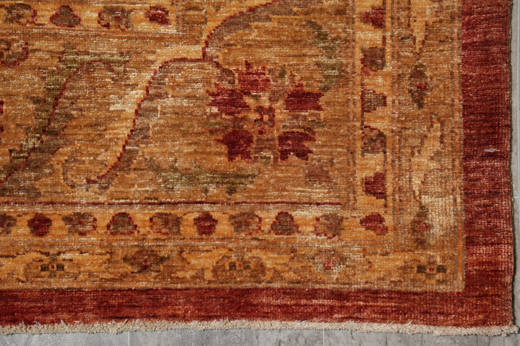 8 x 10 Warm Color Burgundy Gold Quality Hand-Knotted Jaipur Rug #F-5284