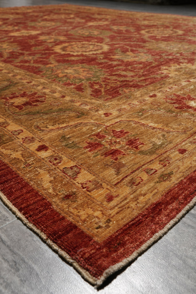 8 x 10 Warm Color Burgundy Gold Quality Hand-Knotted Jaipur Rug #F-5284