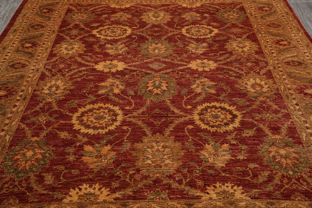 8 x 10 Warm Color Burgundy Gold Quality Hand-Knotted Jaipur Rug #F-5284