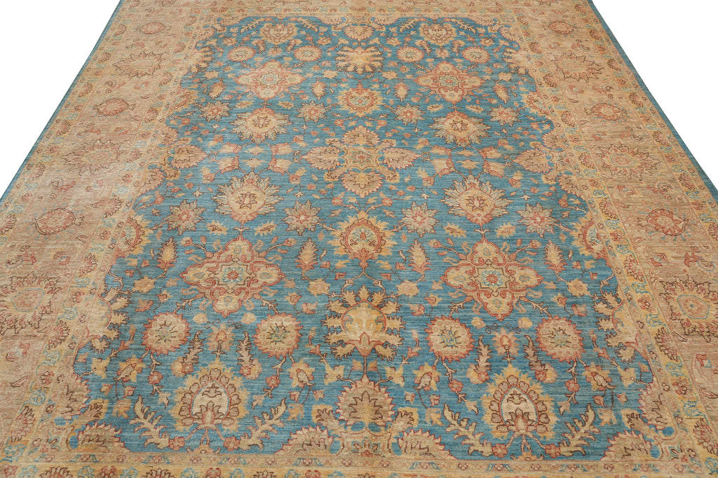 8.2 x 10.3 Blue Zigler Choibi Peshawar Rug Hand-Knotted In Pakistan #F-4334