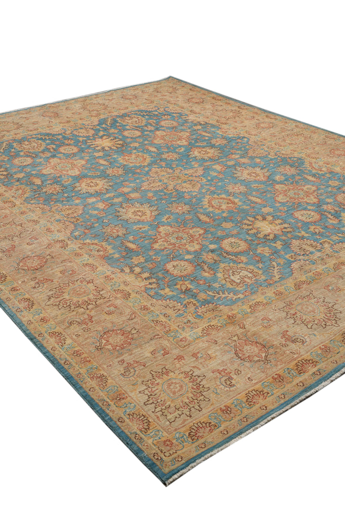 8.2 x 10.3 Blue Zigler Choibi Peshawar Rug Hand-Knotted In Pakistan #F-4334