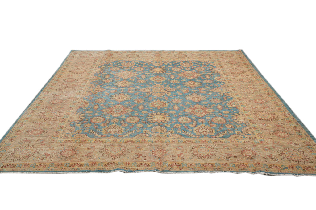 8.2 x 10.3 Blue Zigler Choibi Peshawar Rug Hand-Knotted In Pakistan #F-4334