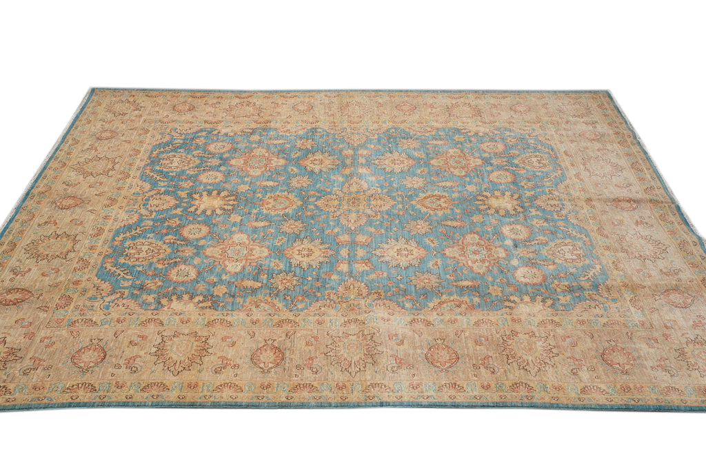 8.2 x 10.3 Blue Zigler Choibi Peshawar Rug Hand-Knotted In Pakistan #F-4334