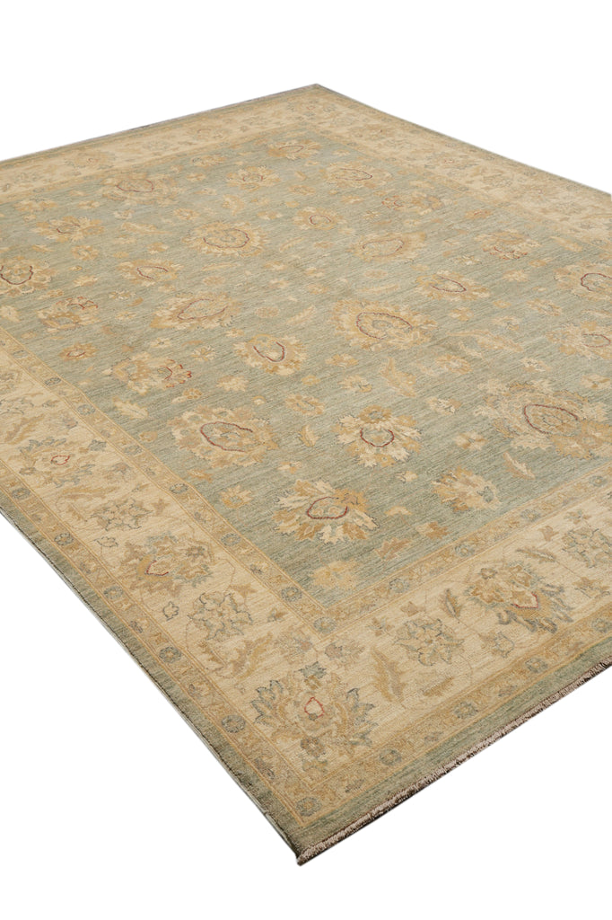 8 x 10 Light Green Zigler Chobi Peshawar Rug #F-4336