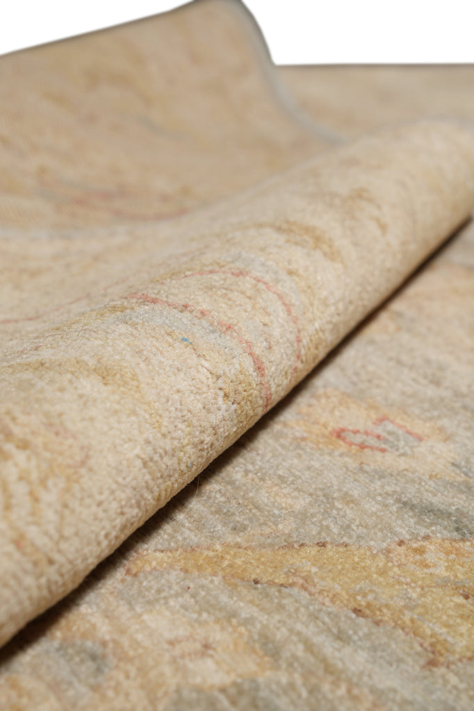 8 x 10 Neutral Green Chobi Peshawar Carpet Light Aqua Blue #F-4337