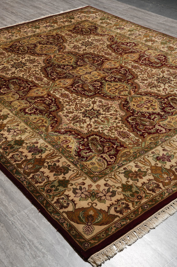 8 x 9.8  High Quality Jaipur Rug  New Handmade Carpet Reproduction Burgundy Gold #F-5285