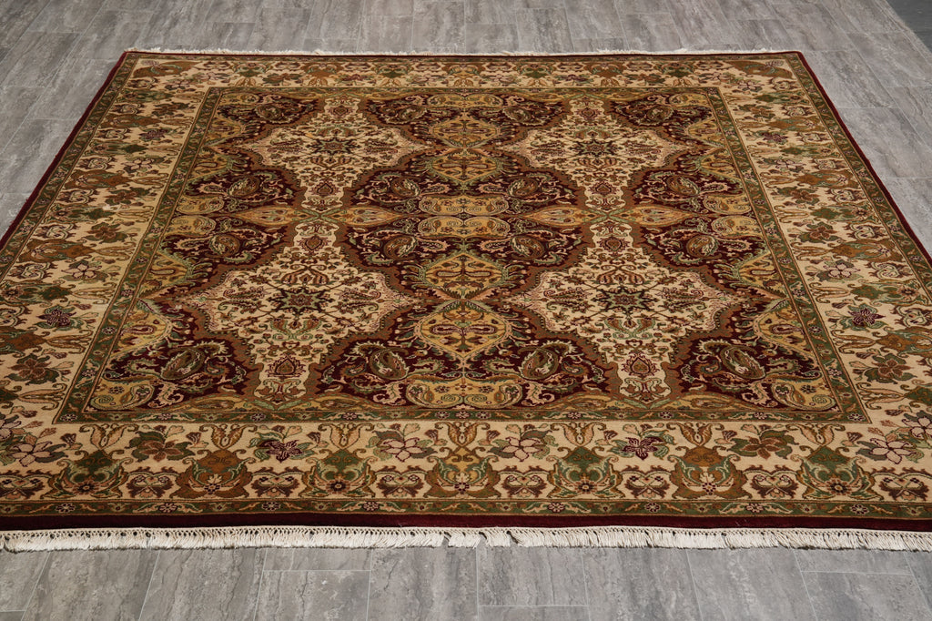 8 x 9.8  High Quality Jaipur Rug  New Handmade Carpet Reproduction Burgundy Gold #F-5285
